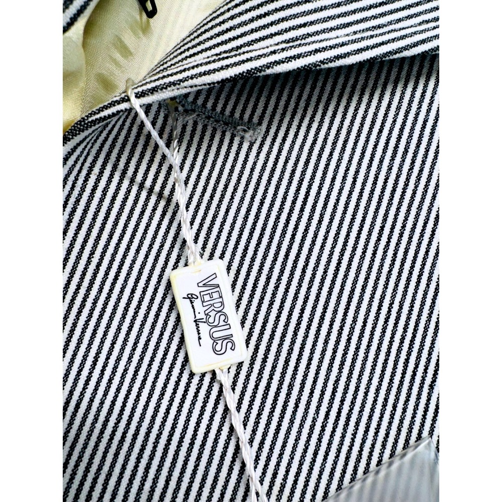 Versus Gianni Versace Caban Jacket Sz 52 Black Pinstripe Double Breasted NWT 90s - Picture 5 of 16